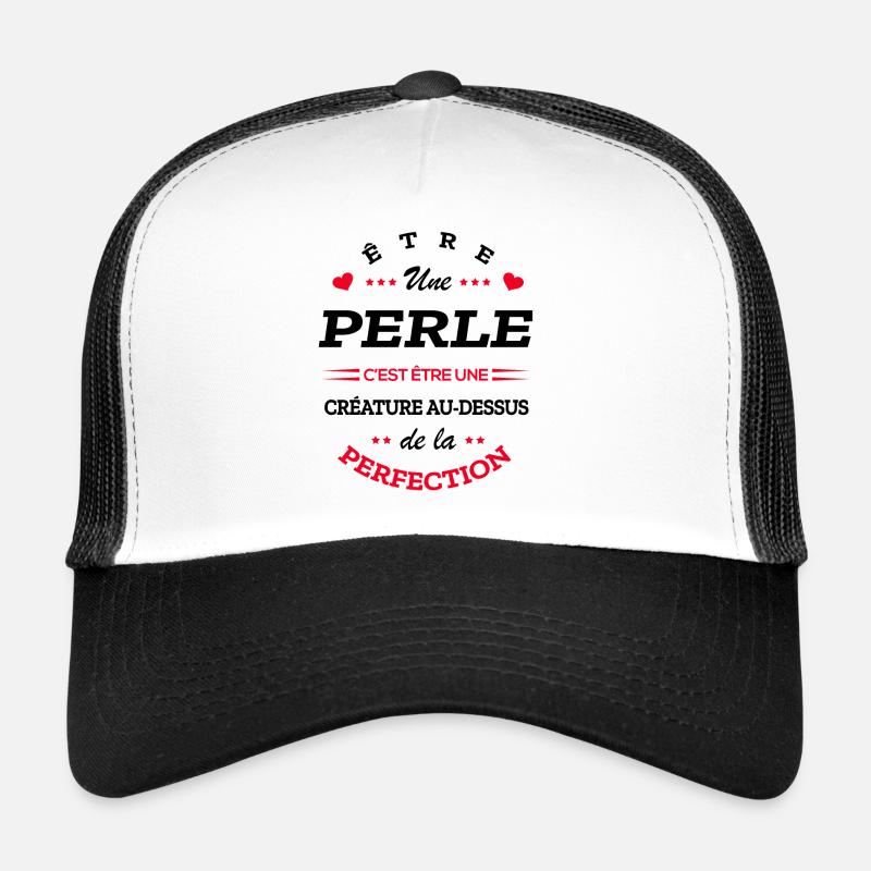 PERLE PARFAITE - NOM PERLE - Casquette trucker  - blanc/noir