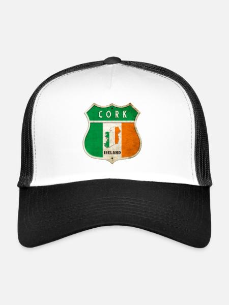 Cork Irlande Armoiries Drapeaux Design - Casquette trucker  - blanc/noir - Devant