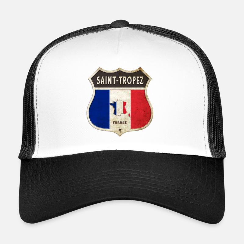 Saint-Tropez Frankreich Wappen Flaggen Design - Trucker Cap - Weiß/Schwarz