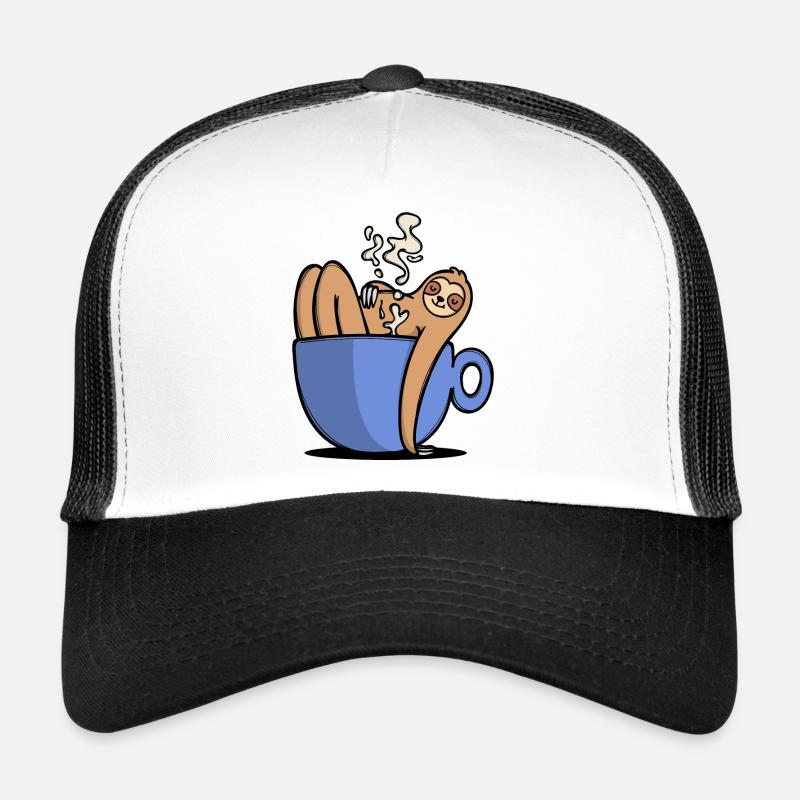 Humorous coffee lover sloth coffee cup Trucker Cap