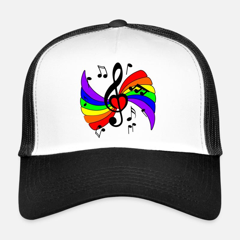 Clé de musique avec arc-en-ciel et notes de musique Casquette trucker 