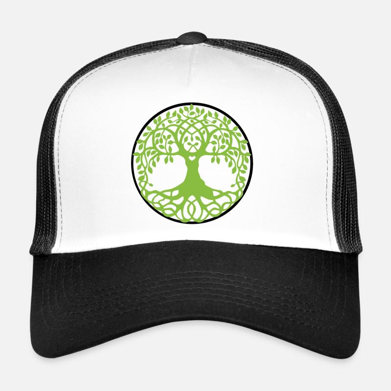 Mandala Arbre de Vie - Casquette trucker  - blanc/noir