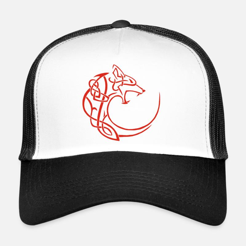 red lunar wolf Trucker Cap