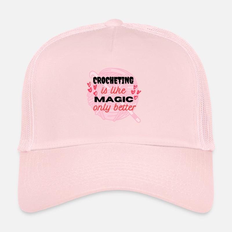 Crocheting is like Magic, only better pink wool Trucker Cap