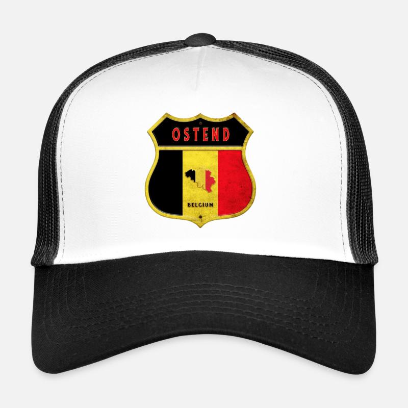 Ostend Belgium Coat of Arms Flags Design Trucker Cap