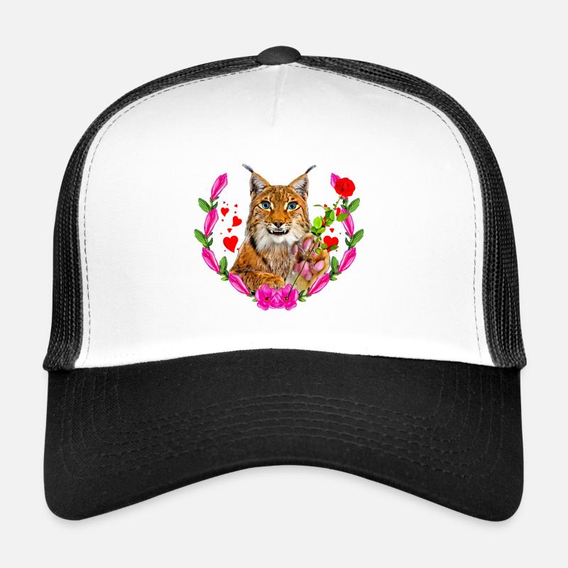 Lynx cat with rose for love Trucker Cap