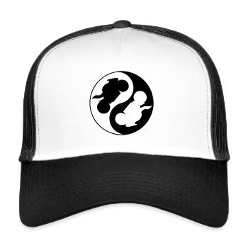 yin yang motorcycle biker - Trucker Cap - white/black - Front