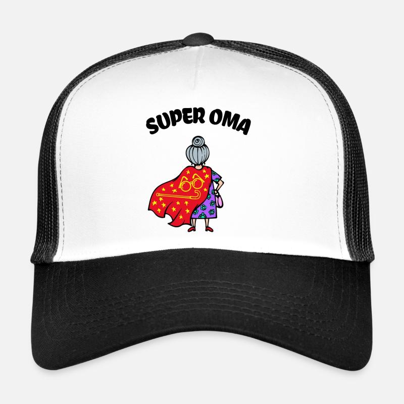 Großmutter Oma Superoma Brille Alte Frau Spruch - Trucker Cap - Weiß/Schwarz