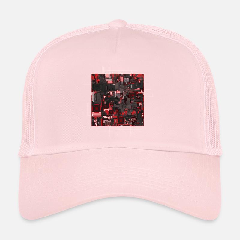Carte mère stylisée rouge Casquette trucker 