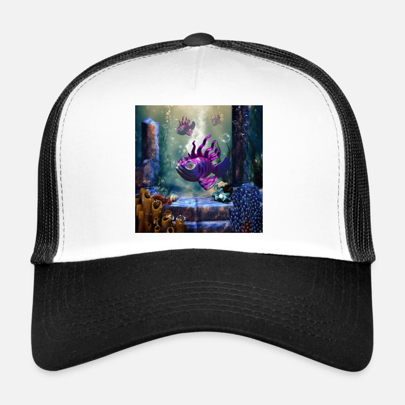 Cute fantasy fish in the deep ocean Trucker Cap