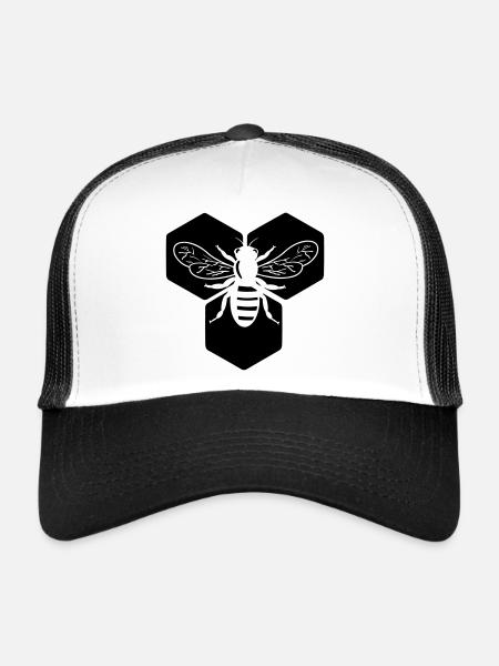 Abeille en nid d’abeille - Casquette trucker  - blanc/noir - Devant
