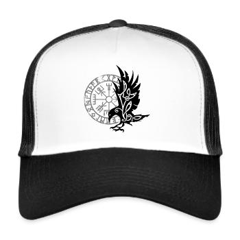 Nordischer Rabe vegvisir Wikinger-Symbol - Trucker Cap - Weiß/Schwarz - Vorne