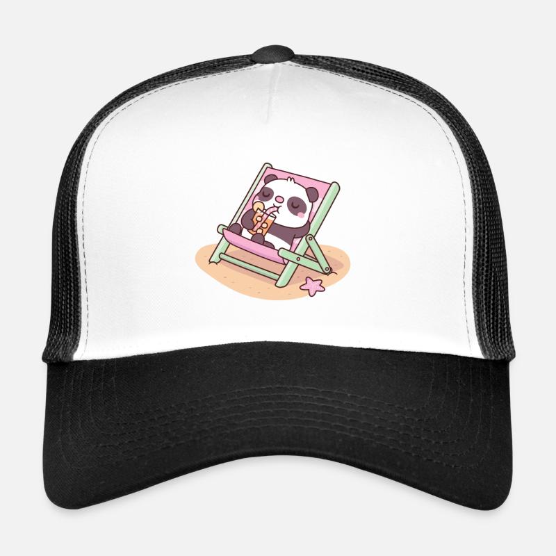Mignon Panda Chilling On Beach Chaise Casquette trucker 