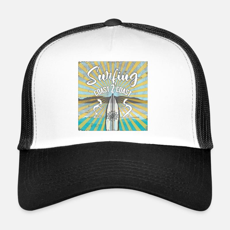 Surf Theme Coast 2 Coast Vintage Design Trucker Cap
