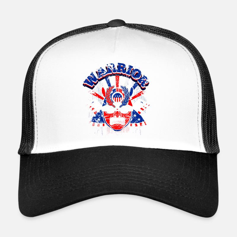 A Beautiful Samurai Warrior with US Flag Design Trucker Cap
