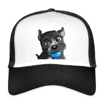 Süßer Welpe mit Ball - Trucker Cap - Weiß/Schwarz - Vorne