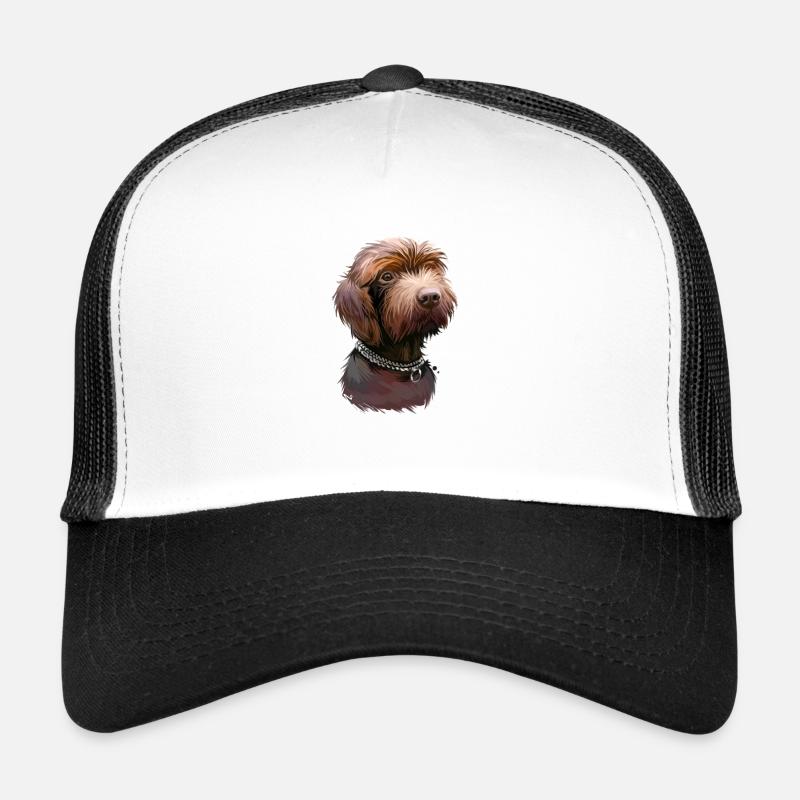 Pudelpointer Hund Aquarell Illustration - Trucker Cap - Weiß/Schwarz