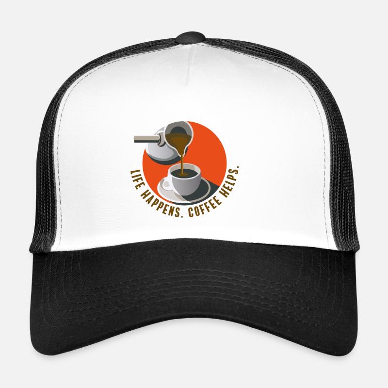 coffee helps cafe koffein büro spruch tasse trink - Trucker Cap - Weiß/Schwarz