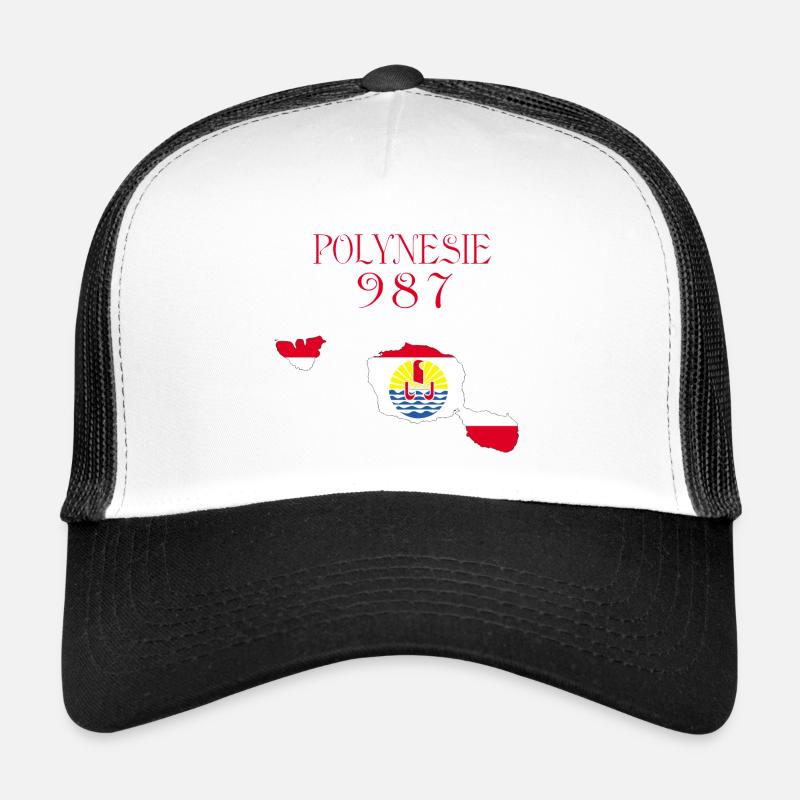 Polynésie - Casquette trucker  - blanc/noir
