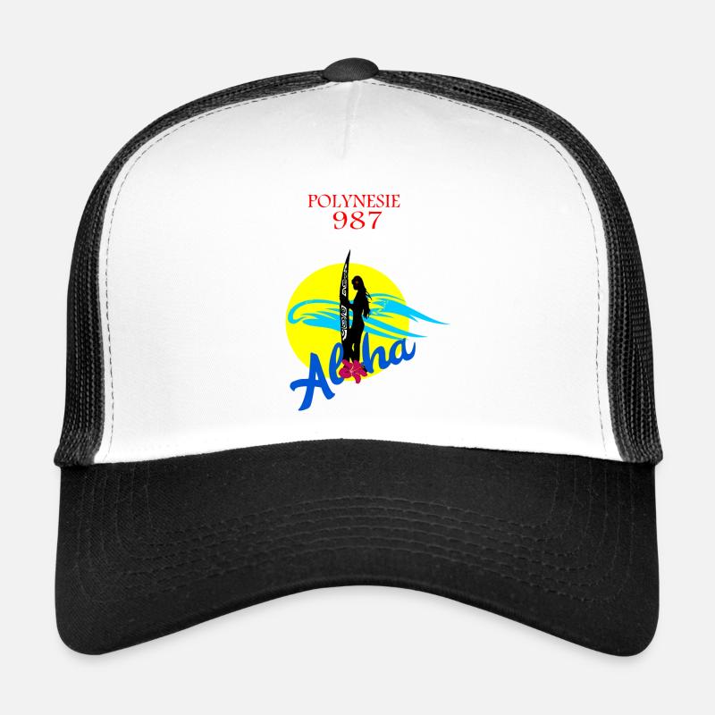 Polynésie - Casquette trucker  - blanc/noir