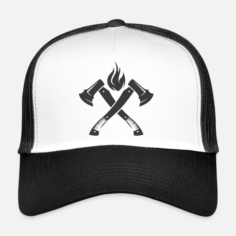 Axe Fire Fire Brigade Flame Symbol Operation Icon Trucker Cap