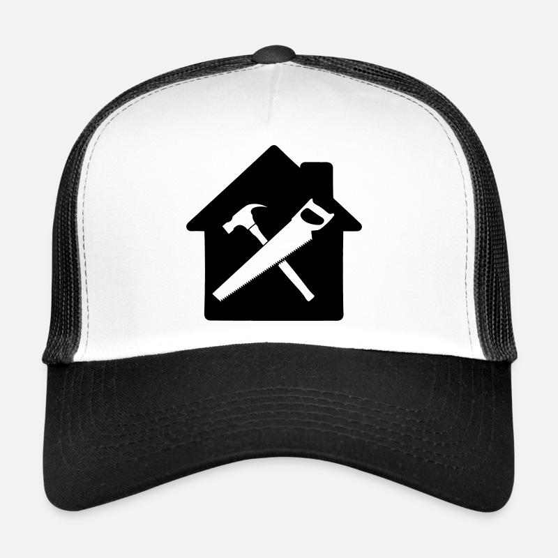 Schreiner Werkzeug Logo Hausbau - Trucker Cap - Weiß/Schwarz