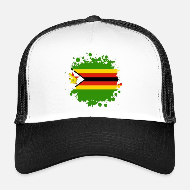 Zimbabwe flags blob - Trucker Cap - white/black