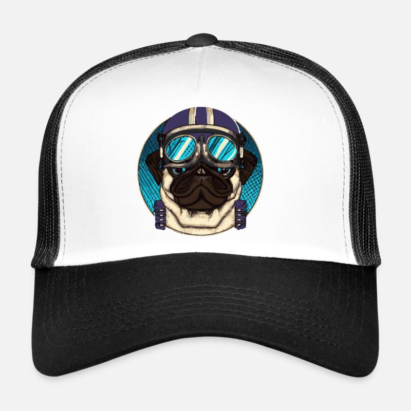 Retro-Mops-Pilot Hund Puppy Trucker Cap