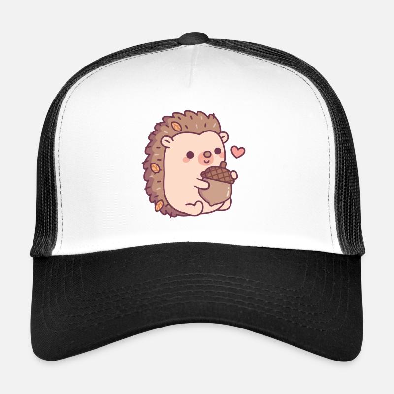 Süßer kleiner Igel mit Herbstlaub und Eichel Trucker Cap