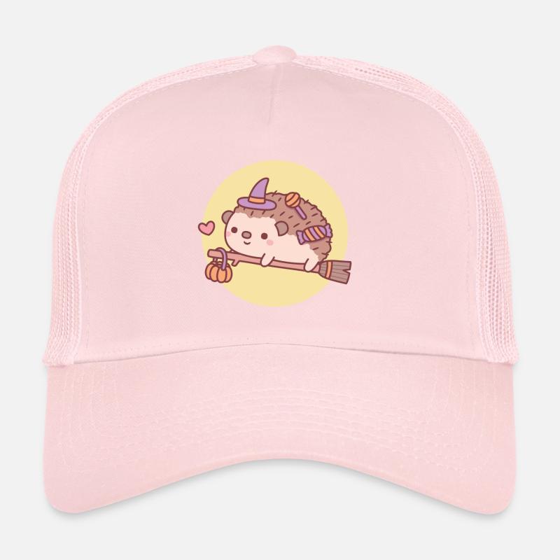 Mignon hérisson sorcière sur balai volant Halloween Casquette trucker 