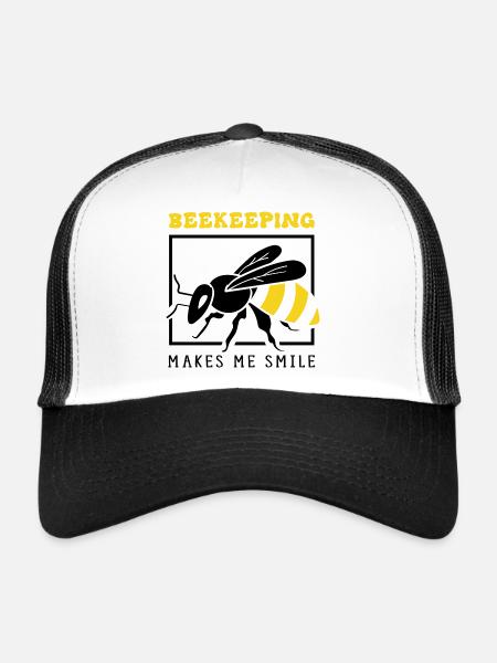 Apiculteur Apiculteur Apicole - Casquette trucker  - blanc/noir - Devant