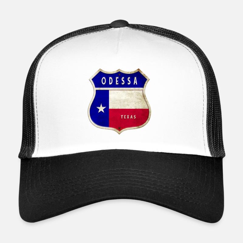 Odessa Texas Wappen Flaggen Design - Trucker Cap - Weiß/Schwarz