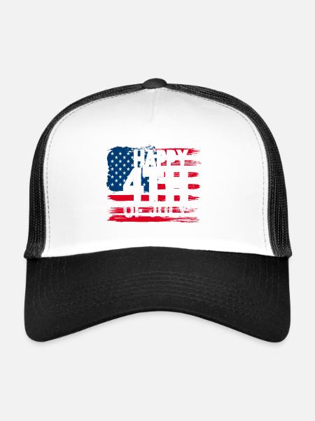 Happy 4th of July with American Flag - Trucker Cap - white/black - Front