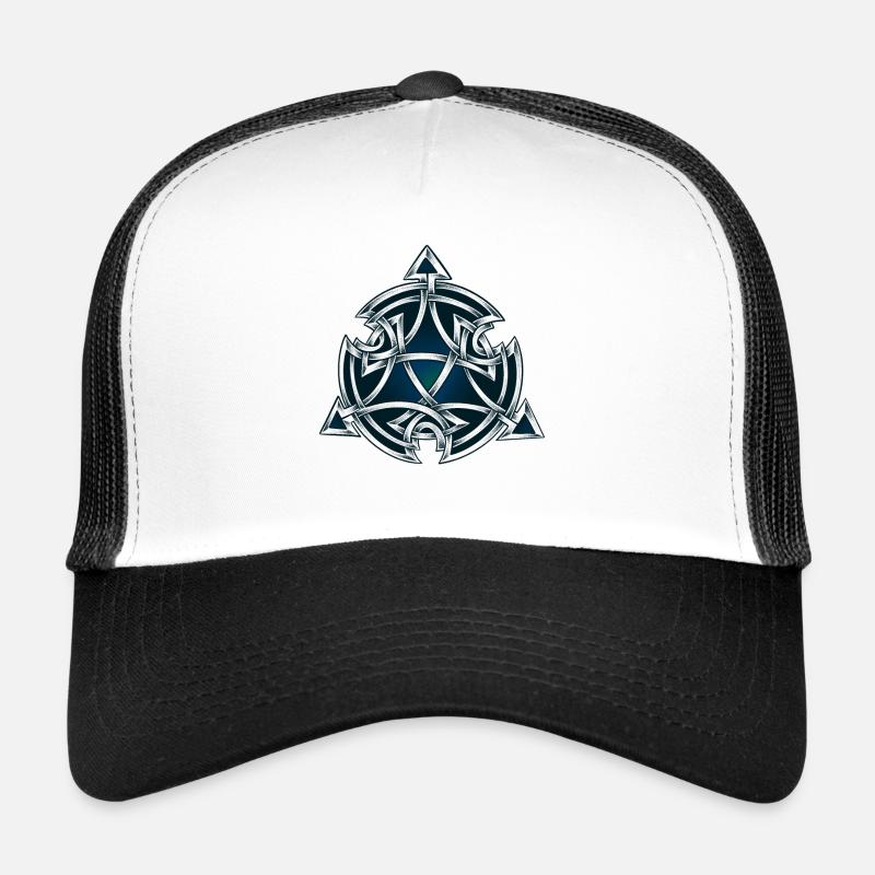 Symbole celtique noir & vert dotwork - Casquette trucker  - blanc/noir