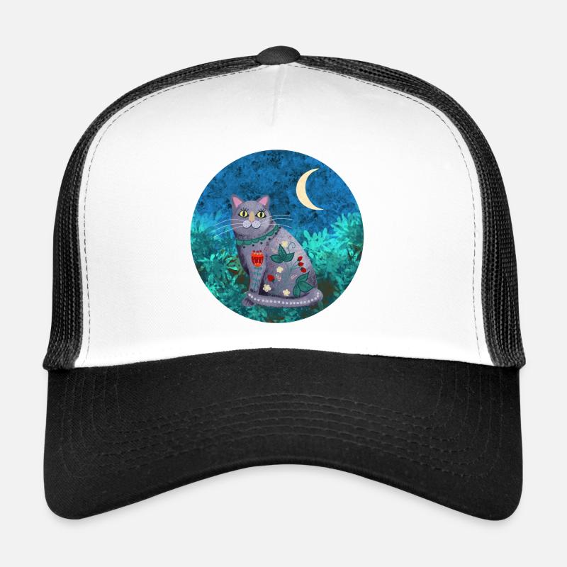 Chat de nuit chat et lune Casquette trucker 