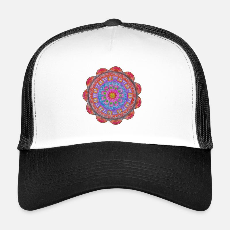 Kreismandala Farbexplosion - Trucker Cap - Weiß/Schwarz