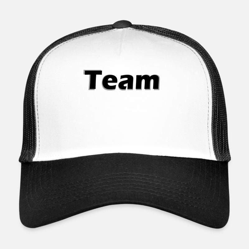 Conception d’une faute de frappe d’apprentissage monochrome : Équipe - Casquette trucker  - blanc/noir