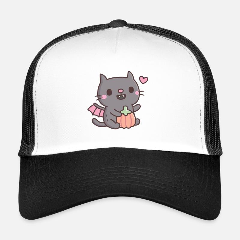 Chat vampire mignon avec citrouille Casquette trucker 