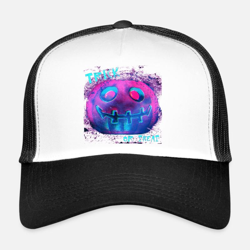 Neon Pumpkin Trick Or Treat - Trucker Cap - white/black