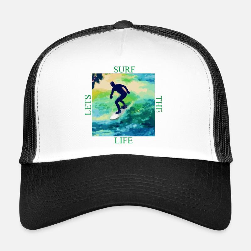 Surfer auf Farbwellen - Trucker Cap - Weiß/Schwarz