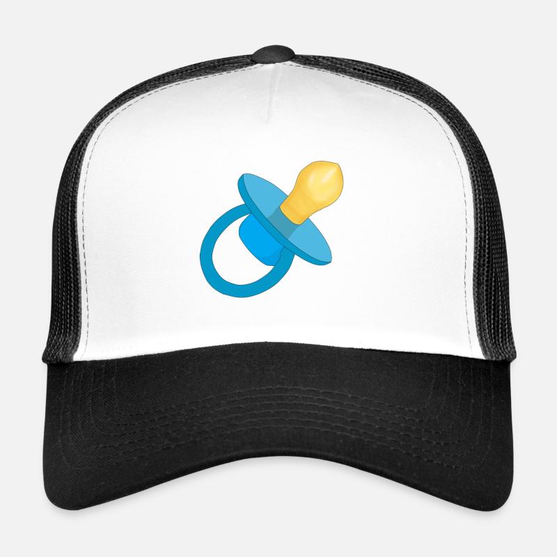 Blauer Schnuller - Baby-Schnuller - Schnuller - Trucker Cap - Weiß/Schwarz