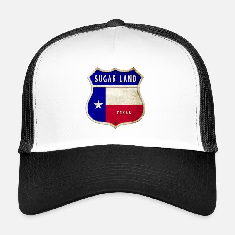 Sugar Land Texas Wappen Flaggen Design - Trucker Cap - Weiß/Schwarz
