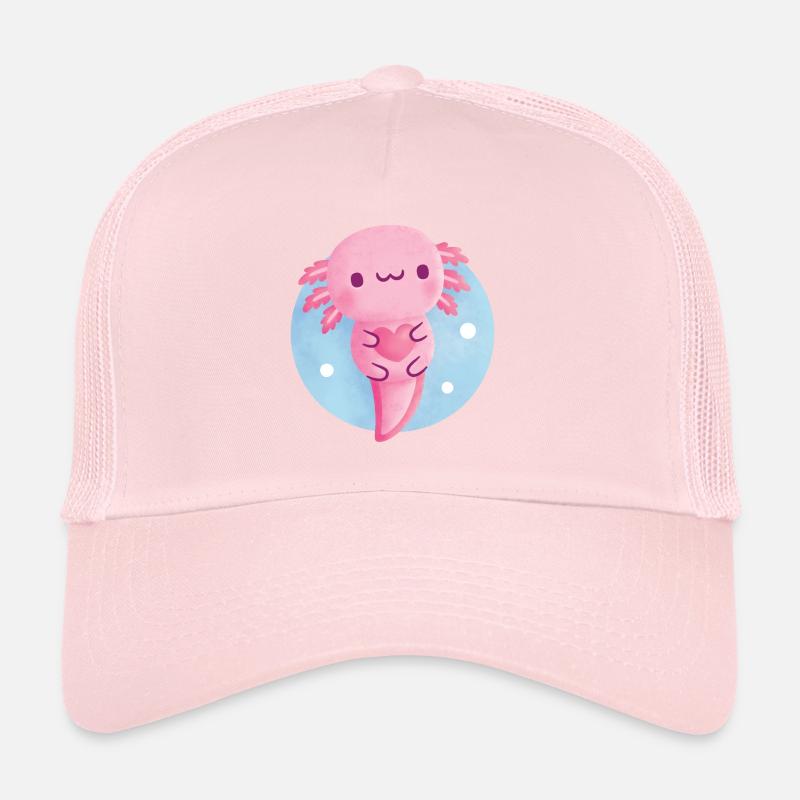 Cute Axolotl Hugging Heart Trucker Cap