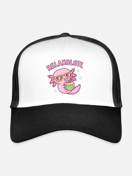 Cute Chilling Axolotl Relaxolotl Relax A Lot - Trucker Cap - white/black - Front