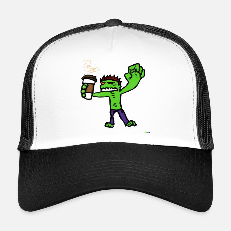 zombie drink coffee - Casquette trucker  - blanc/noir