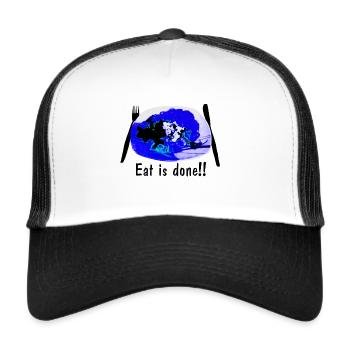 Eat is done!! (blau) - Trucker Cap - Weiß/Schwarz - Vorne
