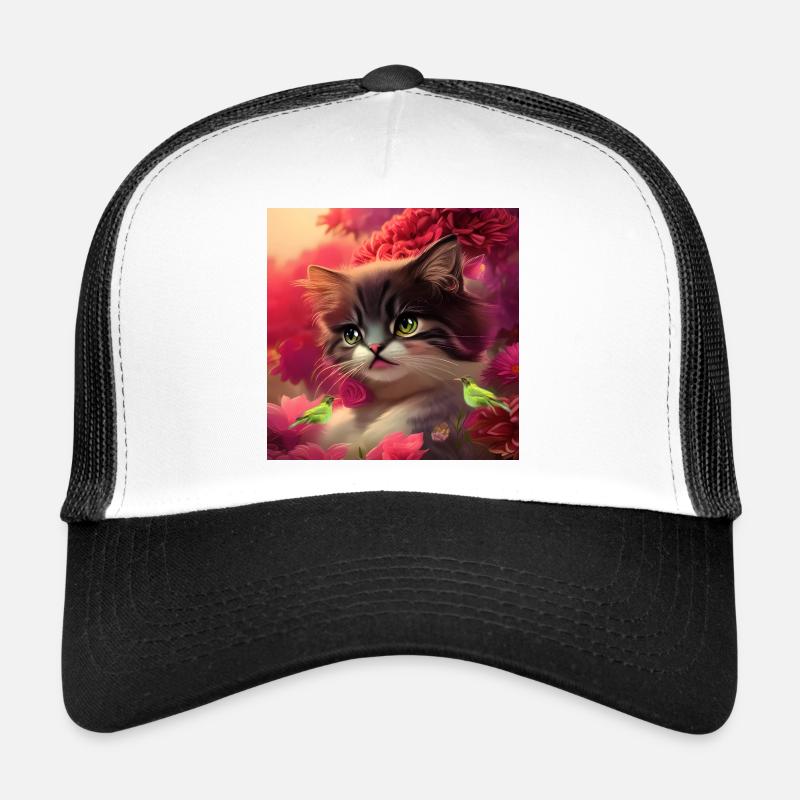 Süßes Kätzchen mit Vögeln Trucker Cap
