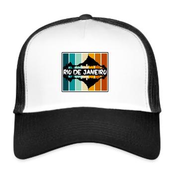 Rio de Janeiro Brasilien Skyline Silhouette Reisen So - Trucker Cap - Weiß/Schwarz - Vorne