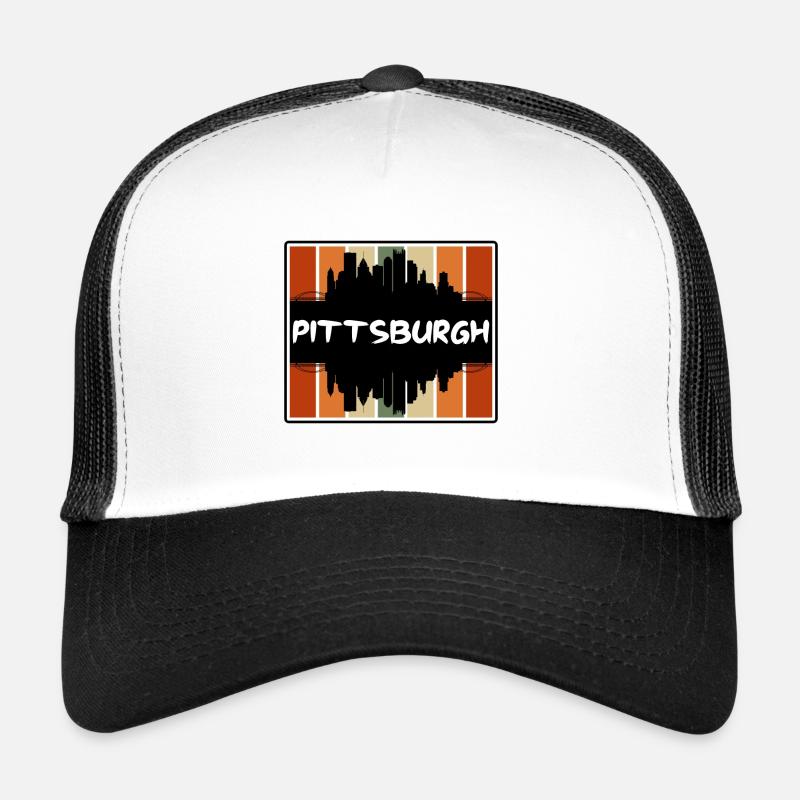 Pittsburgh Pennsylvania Usa Skyline Silhouette Tra Trucker Cap