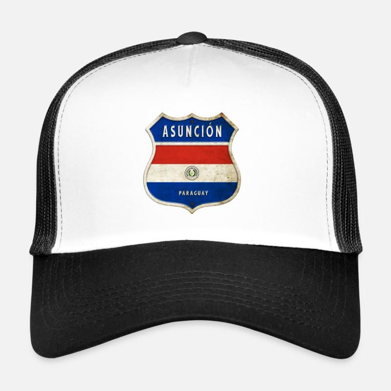 Asunción Paraguay Wappen Flaggen Design - Trucker Cap - Weiß/Schwarz